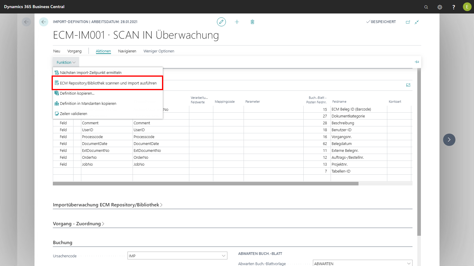 Inforegister Importüberwachung ECM Repository/Bibliothek